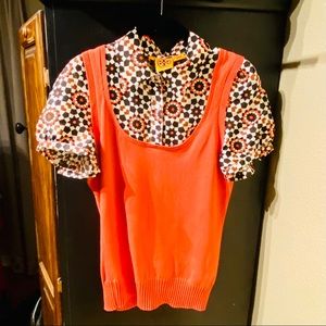Tory Birch short silt sleeved blouse with vest